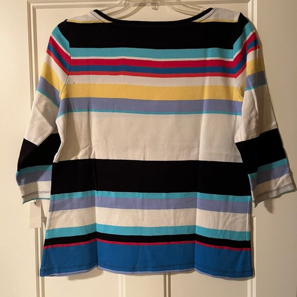 Talbots NWT Bateau Stripe 3/4 Sleeve 100% Cotton Top Size 1X 14W-16W - Picture 2 of 6